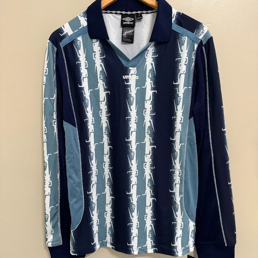 Umbro 1988 Retro Goalie Goalkeeper Jersey Navy Bluestone Elbow Pads Mens NEW